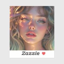 Golden Hour Dream - Radiant Angelo Portrait Aufkleber