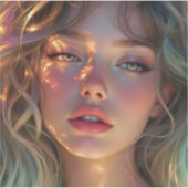 Golden Hour Dream - Radiant Angelo Portrait Aufkleber (Vorderseite)