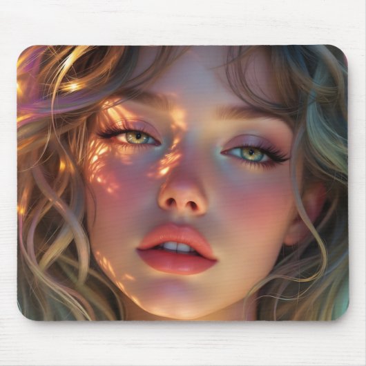 Golden Hour Dream - Radiant Angelo Portrait Mousepad (Vorne)
