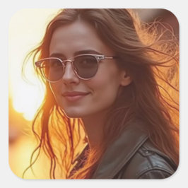 Golden Hour Elegante Quadratischer Aufkleber