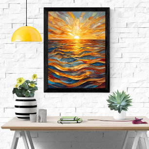 Golden Hour gestresstes Glas Sonnenuntergang Poster