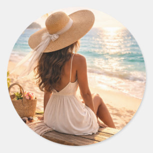 Golden Hour Glückseligkeit Runder Aufkleber