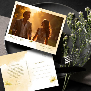 Golden Hour Grace & Floral Wedding Foto Vielen Dan Postkarte
