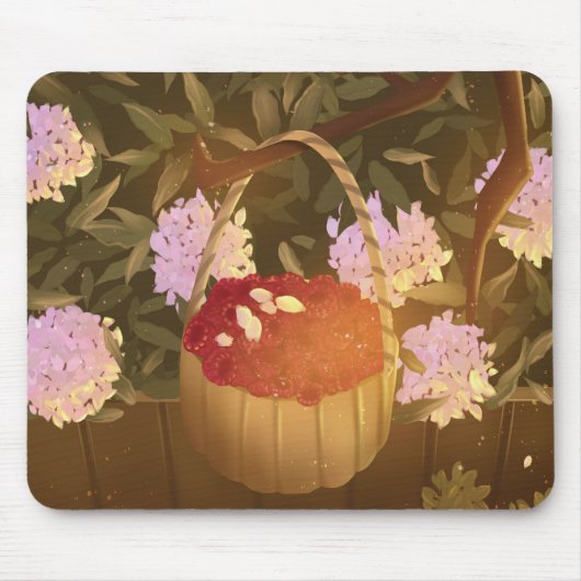 Golden Hour Himbeerkorb Mauspad (Vorne)
