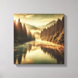 Golden Hour in Vintage Autumn Forest Canvas Leinwanddruck
