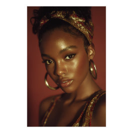 Golden Hour Melanin Beauty Headwrap Portrait Fotodruck