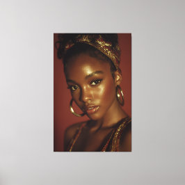 Golden Hour Melanin Beauty Headwrap Portrait Leinwanddruck