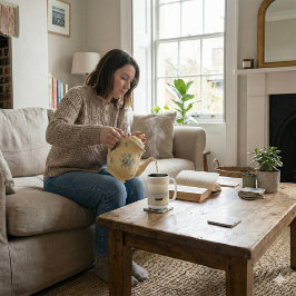 Golden Hour Mist & Boat Scenery, 15 oz Zweifarbige Tasse