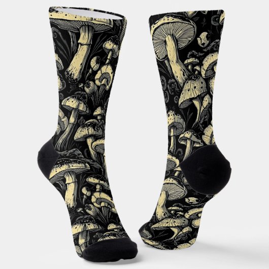 Golden Hour Mushroom Muster Socken (Gewinkelt)