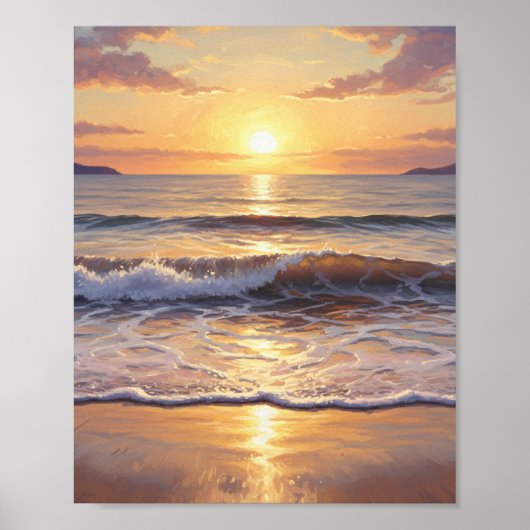 Golden Hour Ocean Sunset Poster (Vorne)