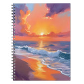 Golden Hour Orange Sunset Beach Ocean Painting Notizblock (Vorderseite)