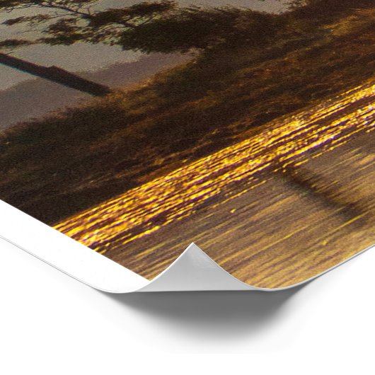 Golden Hour Reflections with Silhouetted Trees Poster (Ecke)