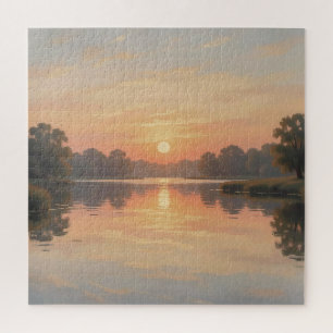 Golden Hour See Reflexion Impressionist  Puzzle