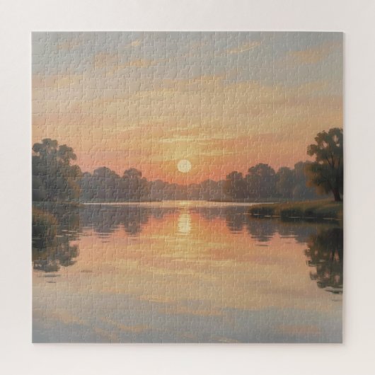 Golden Hour See Reflexion Impressionist  Puzzle (Vertikal)