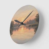 Golden Hour See Reflexion Impressionist Runde Wanduhr (Winkel)