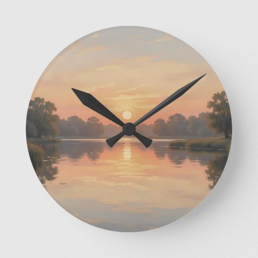 Golden Hour See Reflexion Impressionist Runde Wanduhr (Vorderseite)