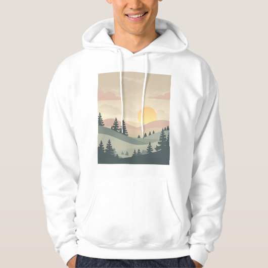 Golden Hour Serenity – Minimal Pastel Landscape Ar Hoodie (Vorderseite)