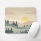 Golden Hour Serenity – Minimal Pastel Landscape Ar Mousepad (Mit Mouse)