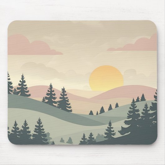 Golden Hour Serenity – Minimal Pastel Landscape Ar Mousepad (Vorne)