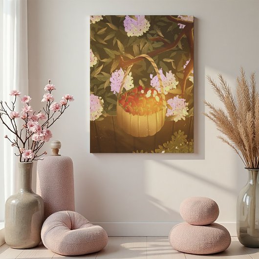 Golden Hour Strawberry Basket Leinwand