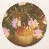 Golden Hour Strawberry Basket Runder Pappuntersetzer (Vorderseite)