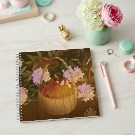 Golden Hour Strawberry Basket Square Notebook Notizblock