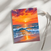 Golden Hour Sunset Ocean Beach Malerei Postkarte