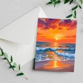 Golden Hour Sunset Ocean Beach Malerei Postkarte