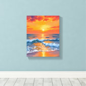 Golden Hour Sunset Ocean Beach Painting Leinwanddruck (Insitu (Holzboden))