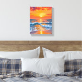 Golden Hour Sunset Ocean Beach Painting Leinwanddruck (Insitu (Schlafzimmer))