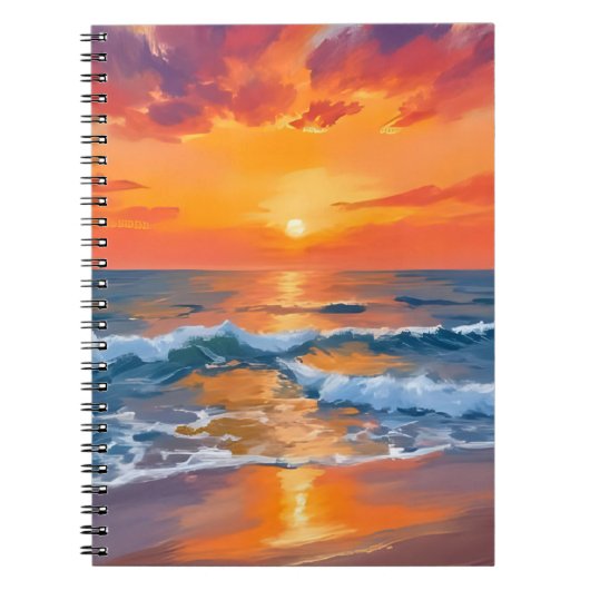 Golden Hour Sunset Ocean Beach Painting Notizblock (Vorderseite)