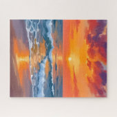Golden Hour Sunset Ocean Beach Painting Puzzle (Horizontal)