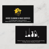 Golden House Broom-Logo | Reinigungsdienste Visitenkarte (Vorne/Hinten)