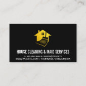 Golden House Broom-Logo | Reinigungsdienste Visitenkarte (Vorderseite)