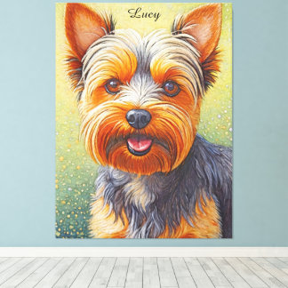 Golden Hued Yorkshire Terrier Radiant Dog Portrait Leinwanddruck