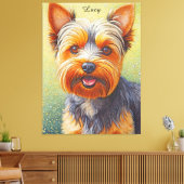 Golden Hued Yorkshire Terrier Radiant Dog Portrait Leinwanddruck (Insitu (Wohnzimmer))
