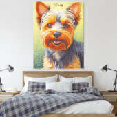 Golden Hued Yorkshire Terrier Radiant Dog Portrait Leinwanddruck (Insitu (Schlafzimmer))