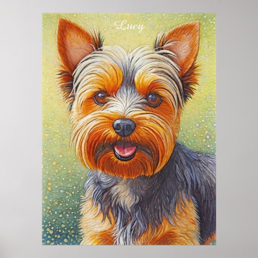 Golden Hued Yorkshire Terrier Radiant Dog Portrait Poster (Vorne)