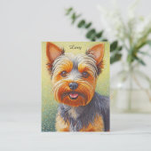 Golden Hued Yorkshire Terrier Radiant Dog Portrait Postkarte (Stehend Vorderseite)