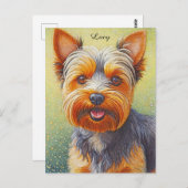 Golden Hued Yorkshire Terrier Radiant Dog Portrait Postkarte (Vorne/Hinten)