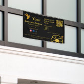Golden Hummingbird Logo QR Code Black Business Banner (Äußeres Gebäude)