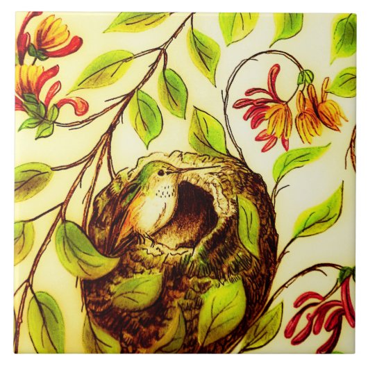 Golden Hummingbird Tile Fliese (Vorderseite)