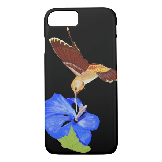 Golden Hummingbird und Blauer Hibiskus Case-Mate iPhone Hülle (Rückseite)