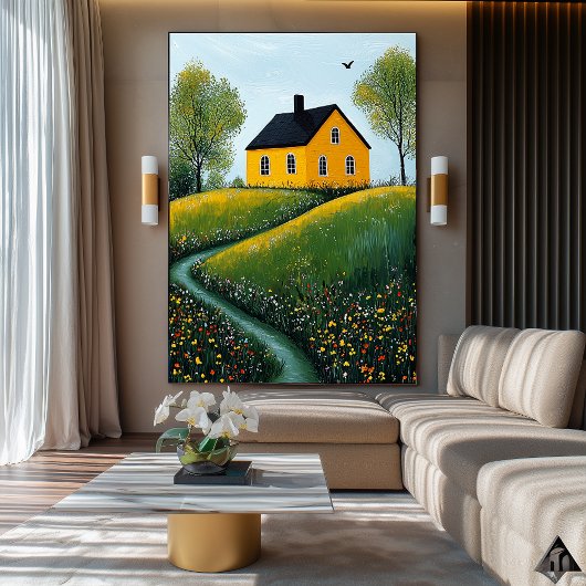 Golden Hütte Retreat - Naïf Gemütliches Land Art Poster