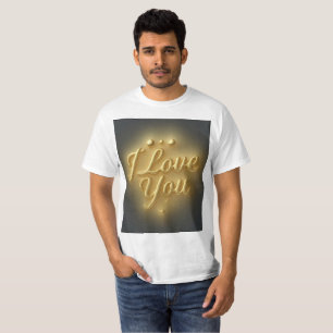 Golden I Love You T-Shirt Romantisches Geschenk fü