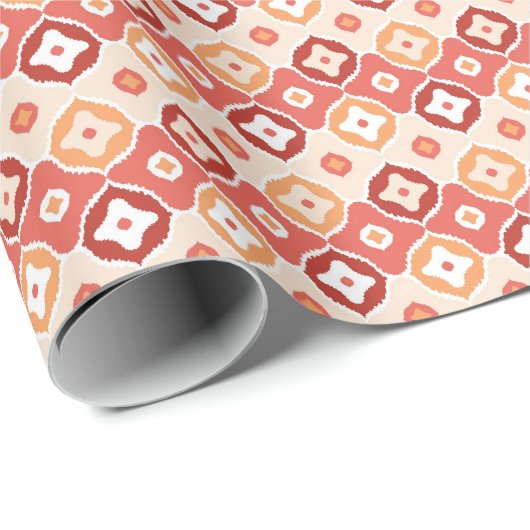 Golden Ikat geometrisches Muster Geschenkpapier (Rolleneckpunkt)