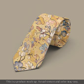 Golden Impressionist Floral Necktie Krawatte