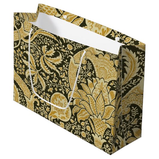 Golden Indian Pattern, William Morris Große Geschenktüte (Vorderseite Schrägansicht)