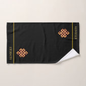 Golden Infinity Knot & bearbeitbarer Text auf schw Badhandtuch Set (Handtuch)