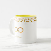 Golden Infinity Symbol & Confetti Zweifarbige Tasse (Vorderseite Links)